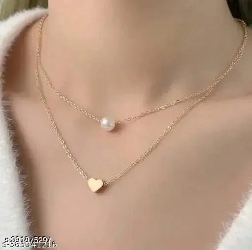 Twinkling Glittering Women Necklaces &amp; Chains - Gold Plated, Adjustable, Set of 5