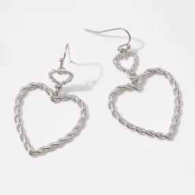 Twisted Heart-Shaped Dangle Earrings