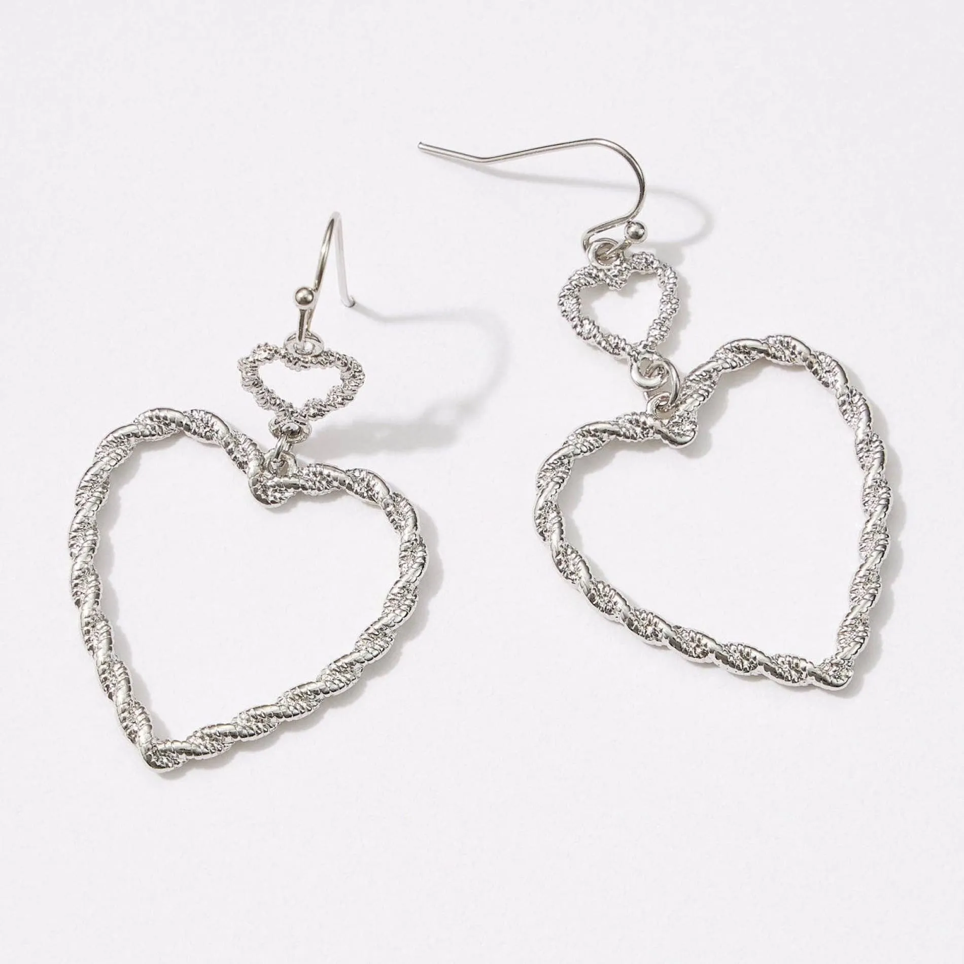 Twisted Heart-Shaped Dangle Earrings