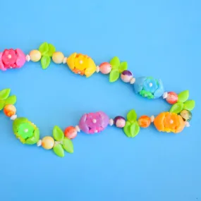 Vintage 1960s Carmen Miranda Style Flower Necklace- Brights