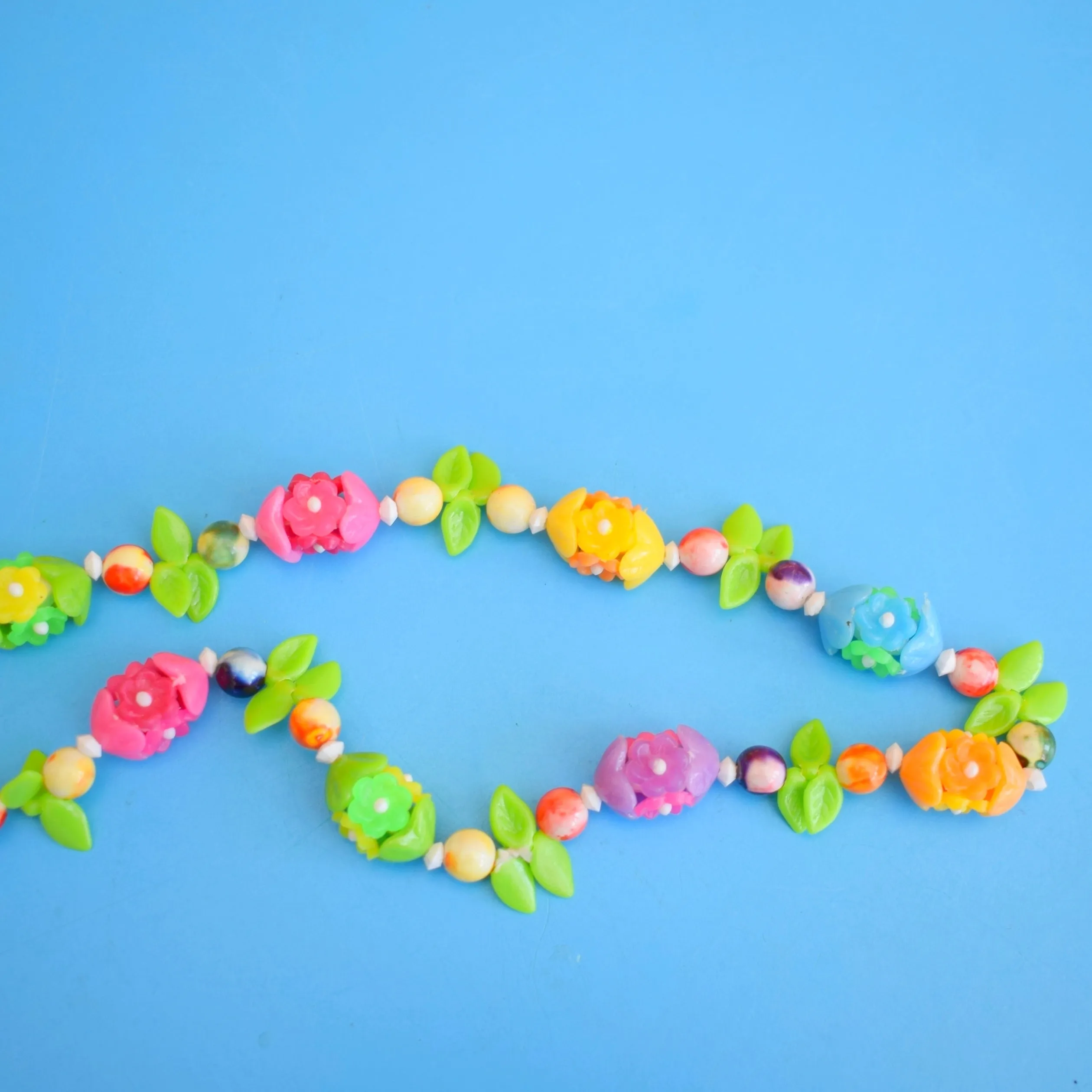 Vintage 1960s Carmen Miranda Style Flower Necklace- Brights