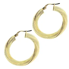 Vintage 1990s 9ct Large Textured Creole Hoop Earrings