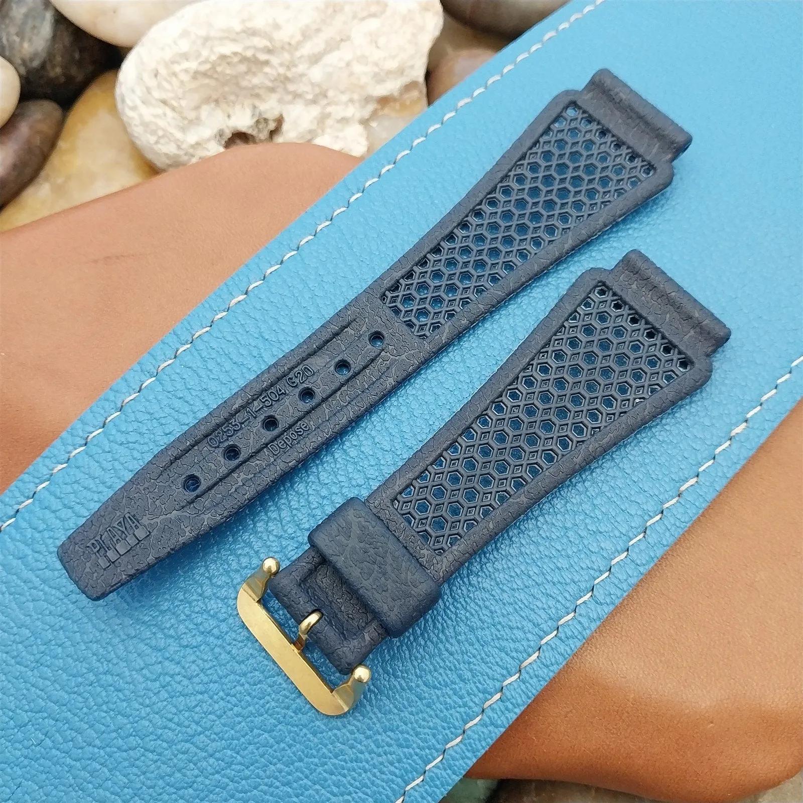 Vintage 20mm Diver Blue Playa Swiss Classic Unused nos 1960s Classic Watch Band