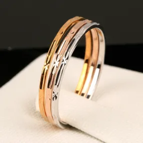 Vintage 3 Color Rounds Elegant Finger Rings Rose Gold Plated Fashion Brand Punk Jewellery/Jewelry For Women