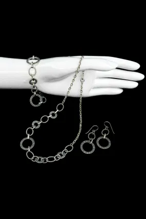 Vintage 925 Silver Hematite Necklace, Bracelet, & Earrings Set