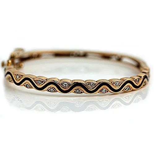 Vintage Lapis Diamond Bangle Bracelet