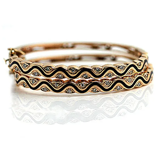 Vintage Lapis Diamond Bangle Bracelet