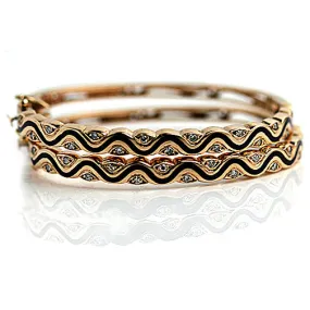 Vintage Lapis Diamond Bangle Bracelet