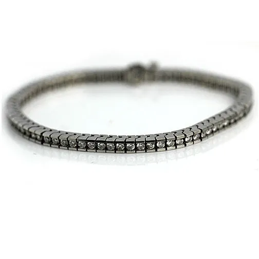 Vintage White Gold Straight Line Diamond Bracelet
