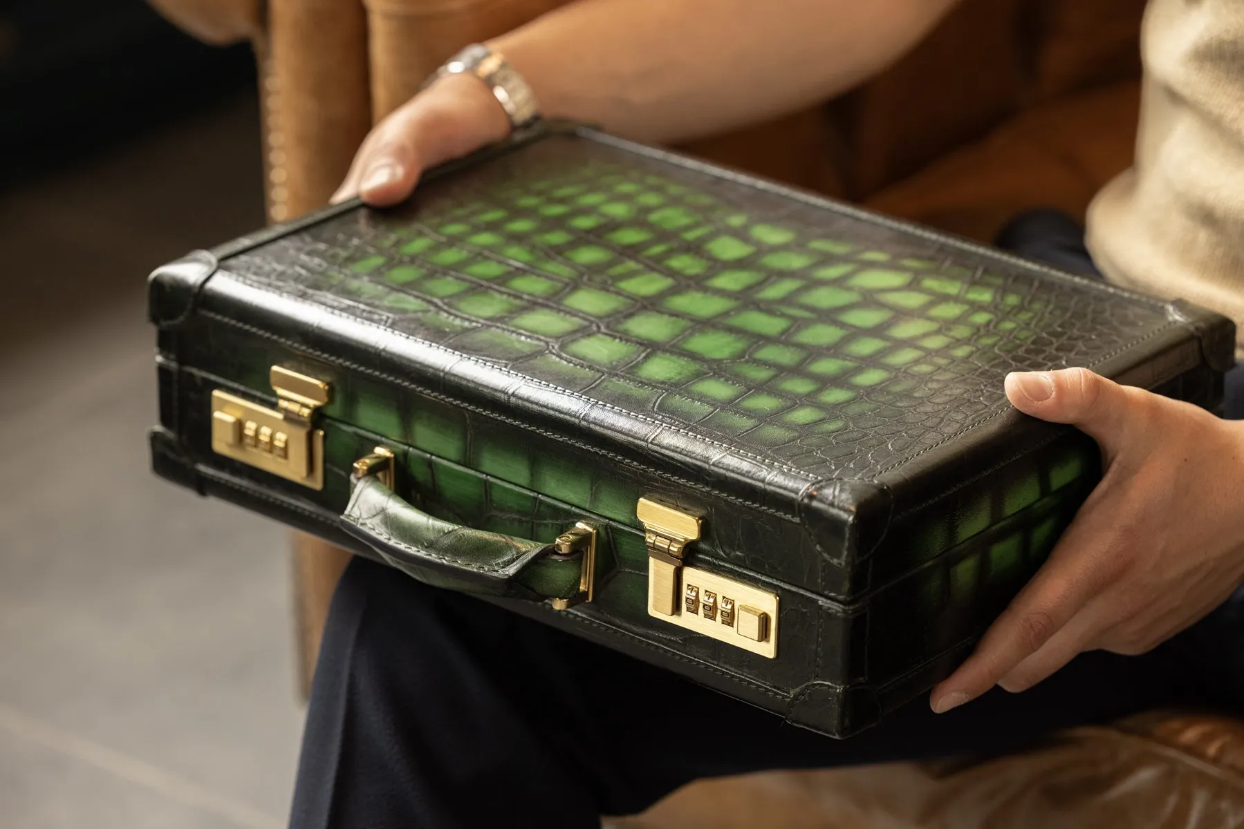 Watch Collector Case - CP Patina Green For 10 Watches