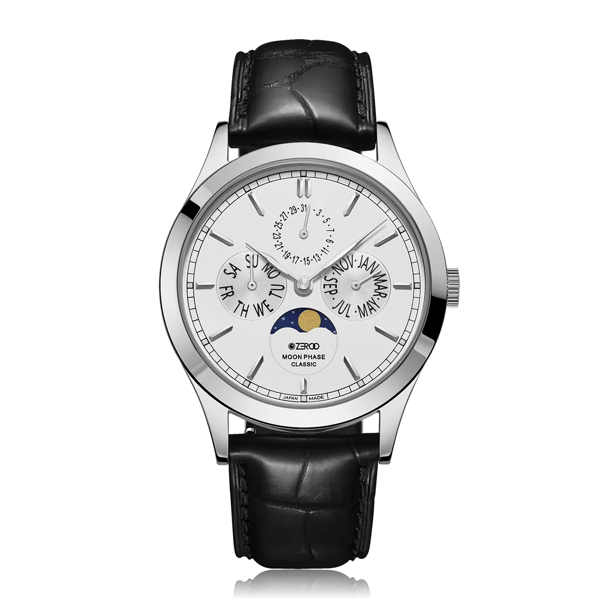 ZEROO C1 CLASSIC MOON PHASEQUARTZ WATCH FOR GENTS - ZC001SWH
